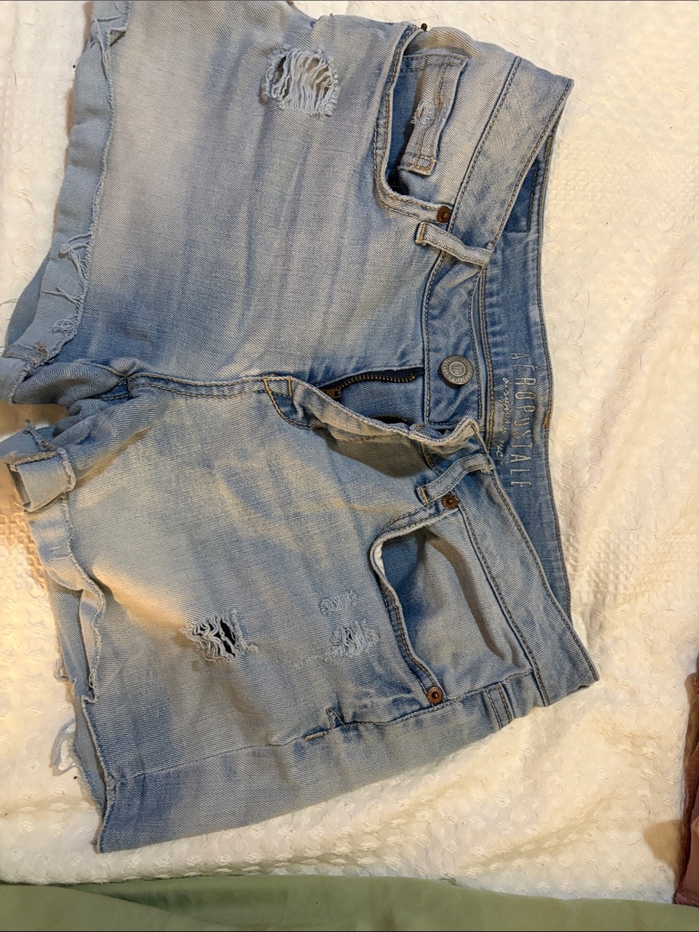 Aeropostale Light Blue Distressed Denim Shorts